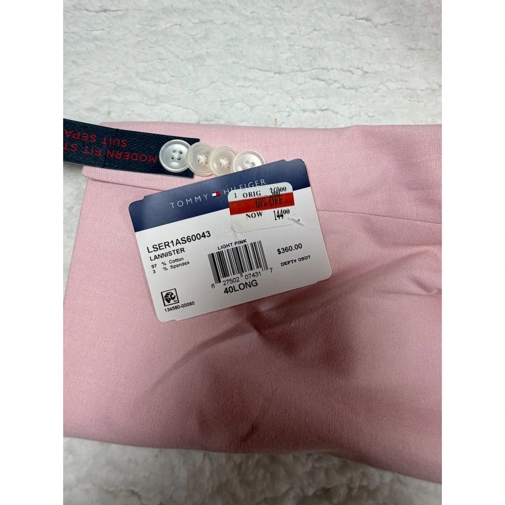 Tommy Hilfiger Mens Modern fit Sport Coat Blazer 40 L Pink Solid